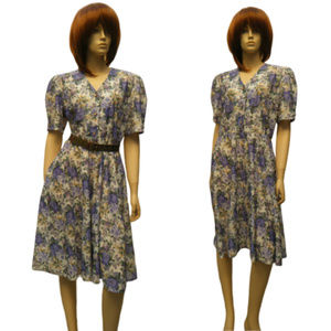 70s - 80s Semi Sheer Purple Roses "California Look